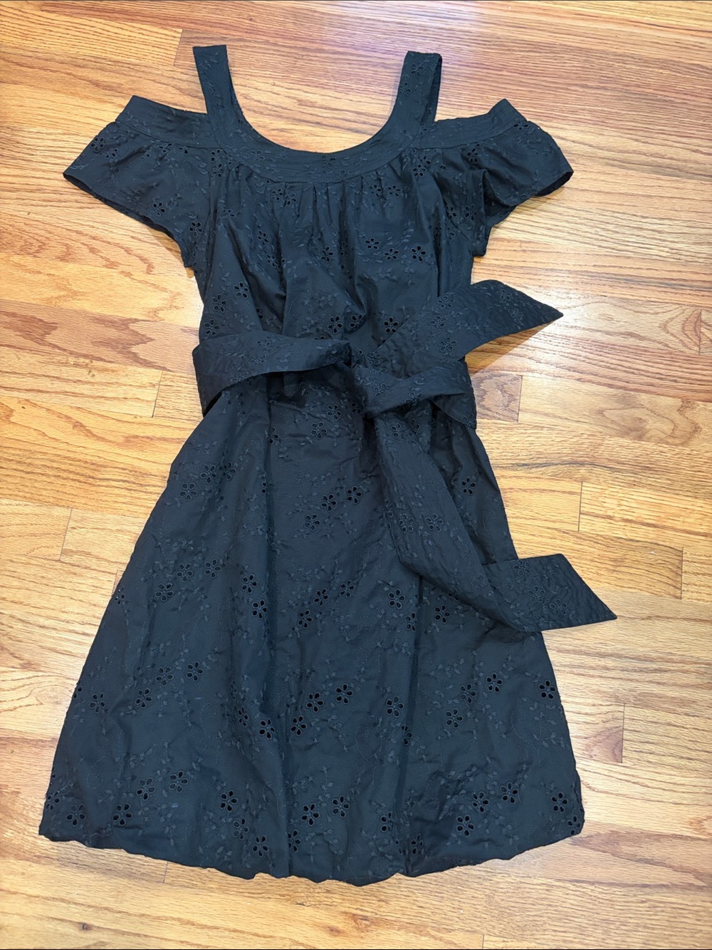 Billy Reid Black Eyelet Off-Shoulder Dress